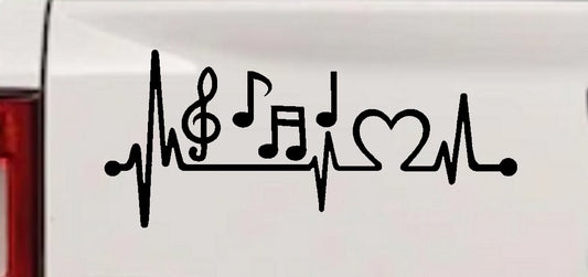 Music Heartbeat Lifeline Decal - Car Truck Window Sticker Love Music-1