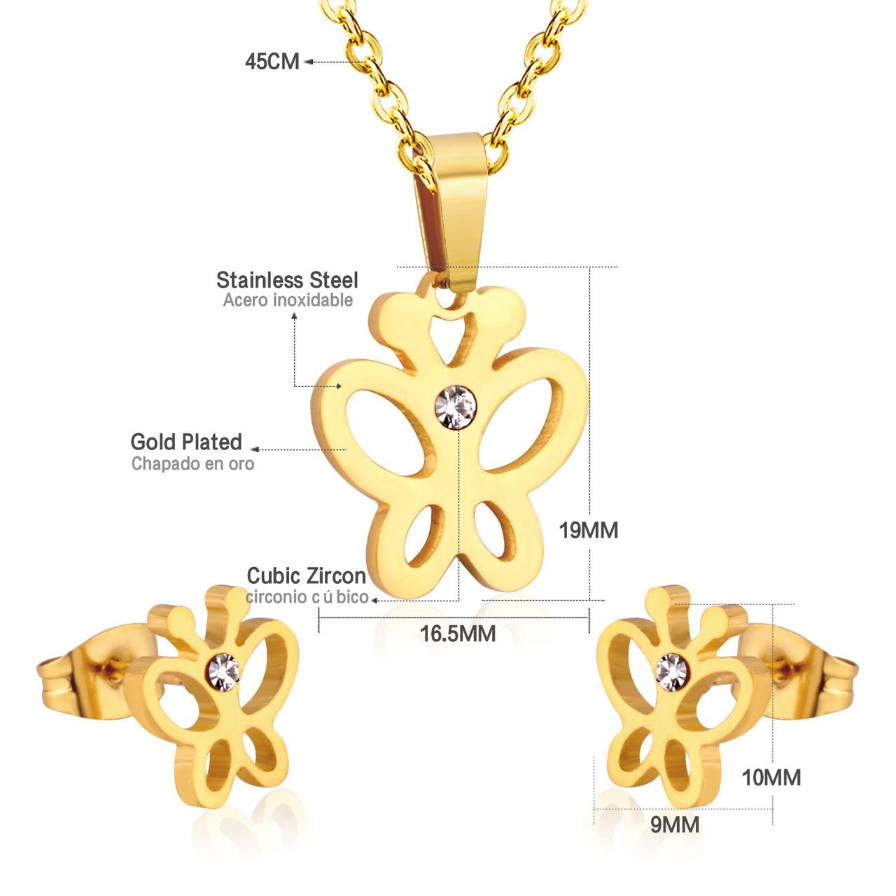 Butterfly Pendant Necklace and Earrings Set-1