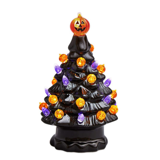 Lighted Ceramic Halloween Tree Tabletop Halloween Decoration Halloween Tree Pumpkin Light